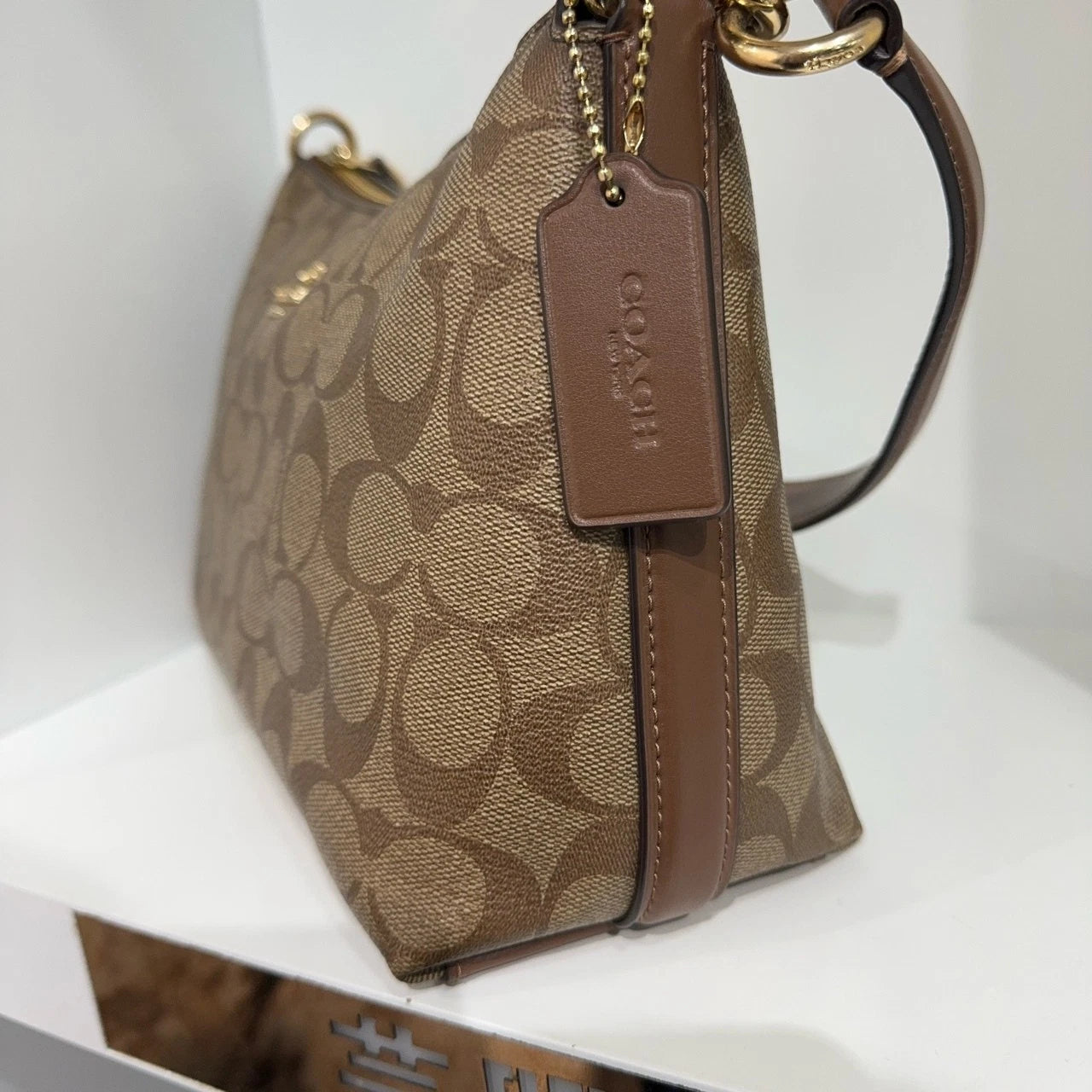 Coach Lewis 26 Canvas Monogram Crescent Shoulder Crossbody Women