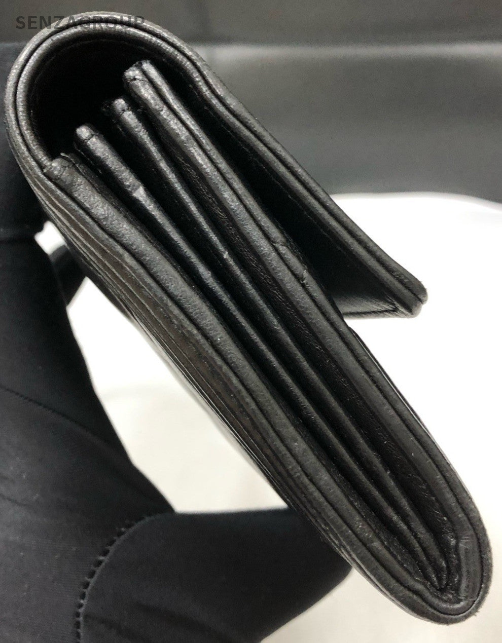 Chanel Lambskin Clutch Black Silver Diamond Women Classic