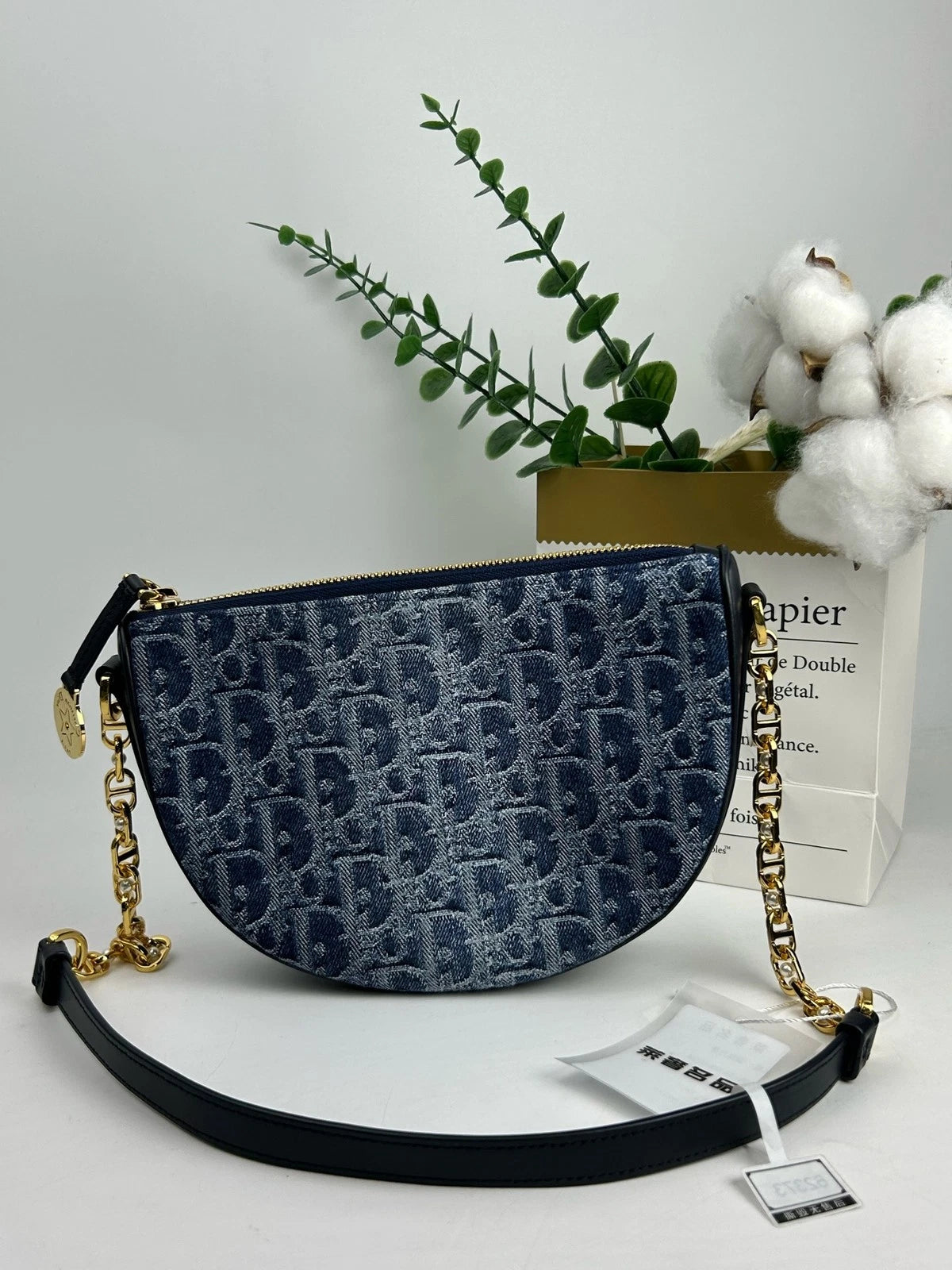 Dior Oblique Monogram Canvas Crescent Shoulder Bag For Women