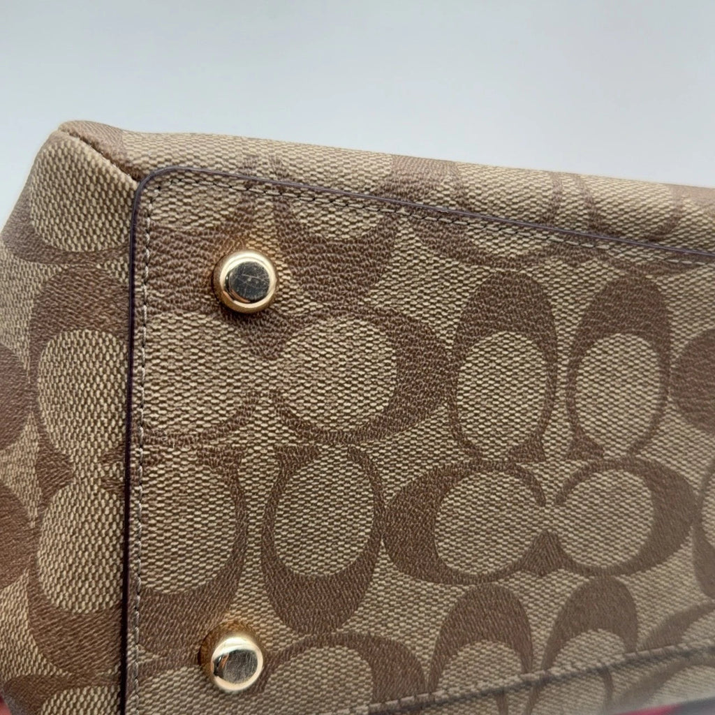Coach Brown Monogram Canvas Tote Crossbody Shoulder Handbag For Women