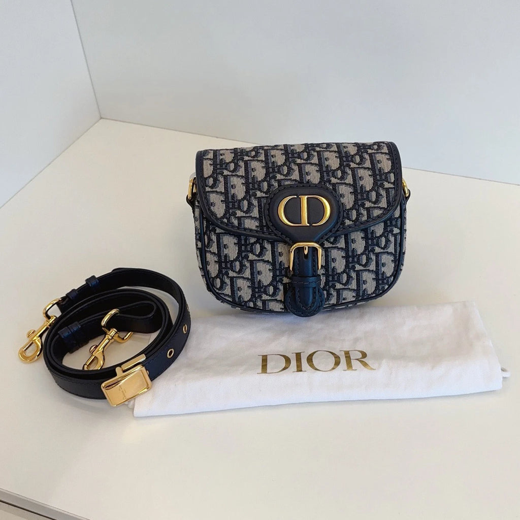 Dior Saddle Gold Navy Shoulder Bag Crossbody Excellent