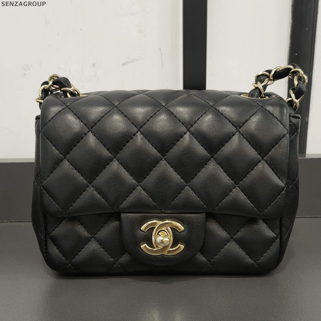 Chanel Classic Flap Black Gold Lambskin Quilted Shoulder Crossbody Bag