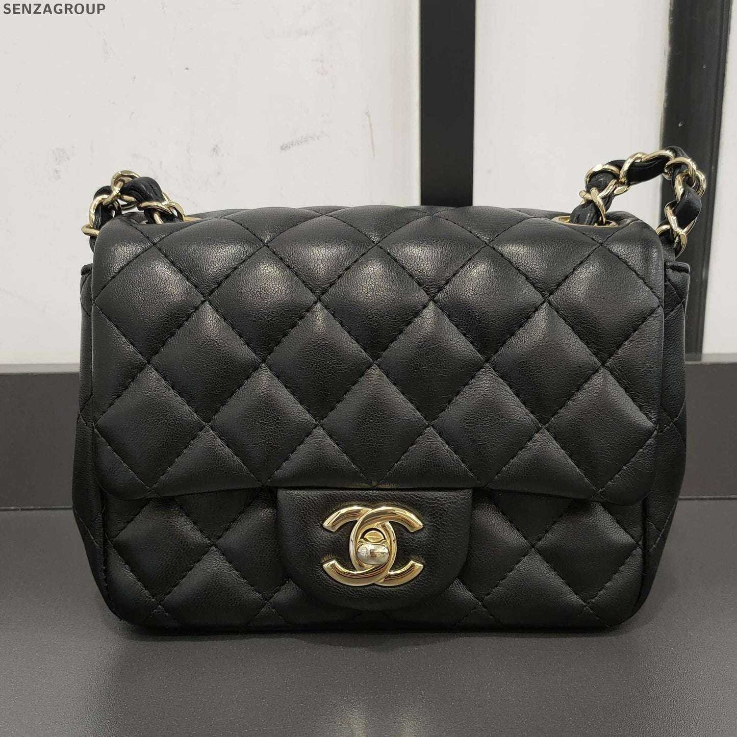 Chanel Classic Flap Black Gold Lambskin Quilted Shoulder Crossbody Bag
