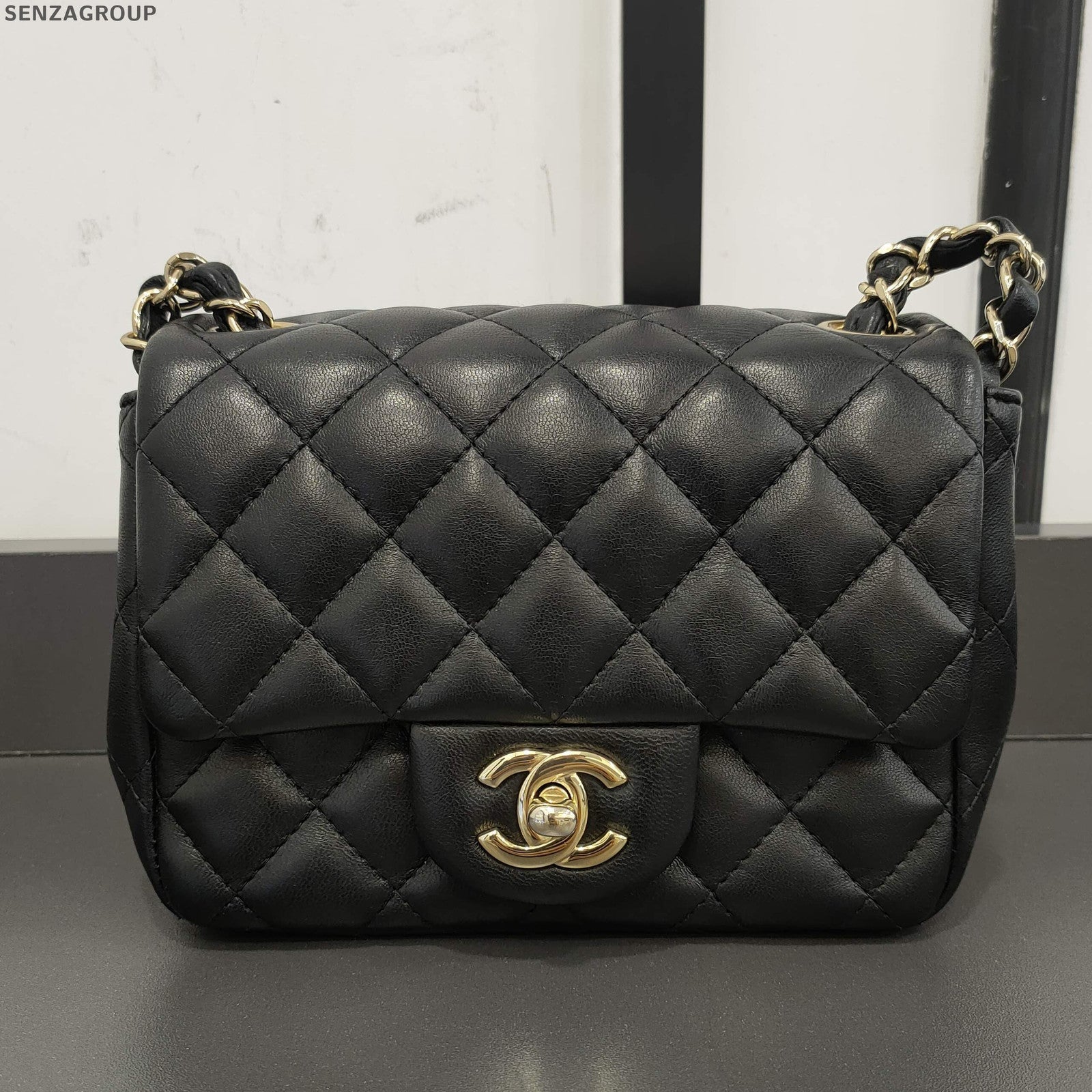 Chanel Classic Flap Black Gold Lambskin Quilted Shoulder Crossbody Bag