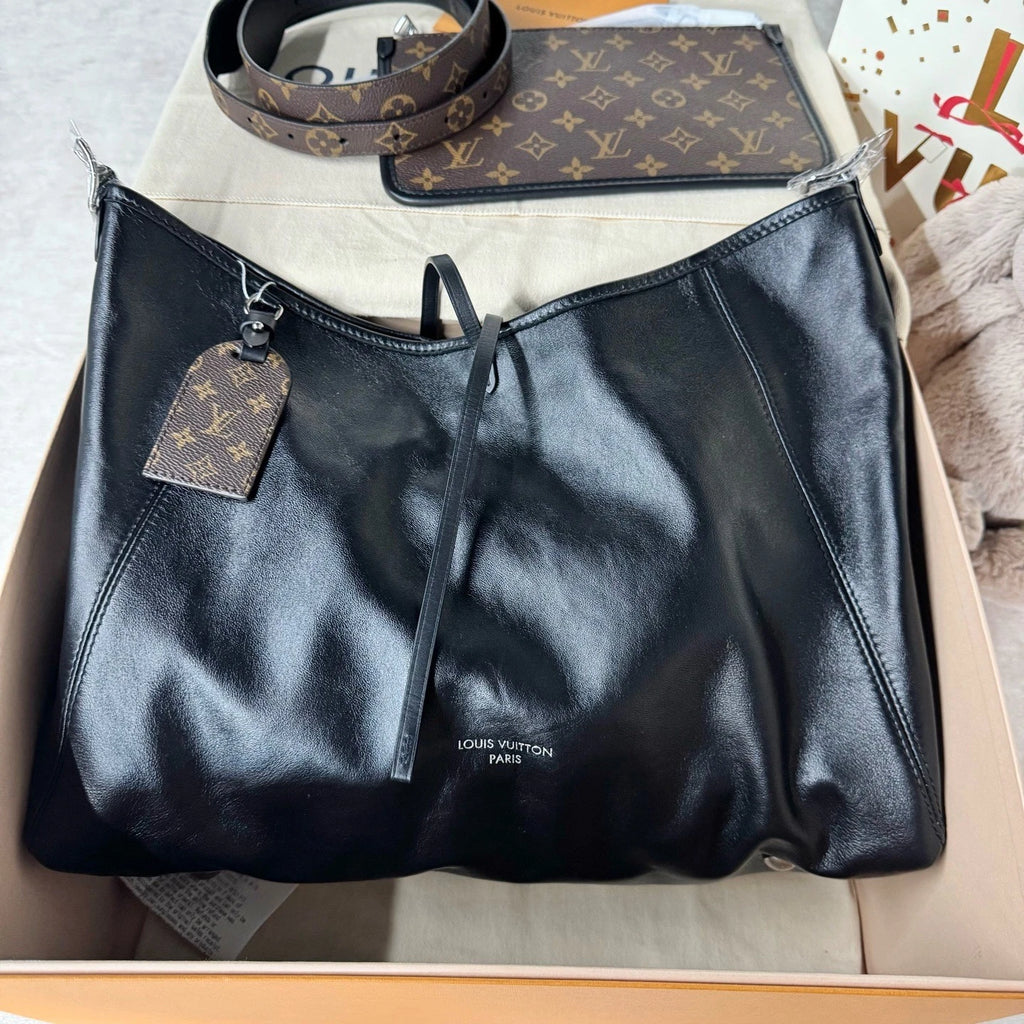 Louis Vuitton Carryall Medium Black Lambskin Tote Bag For Women