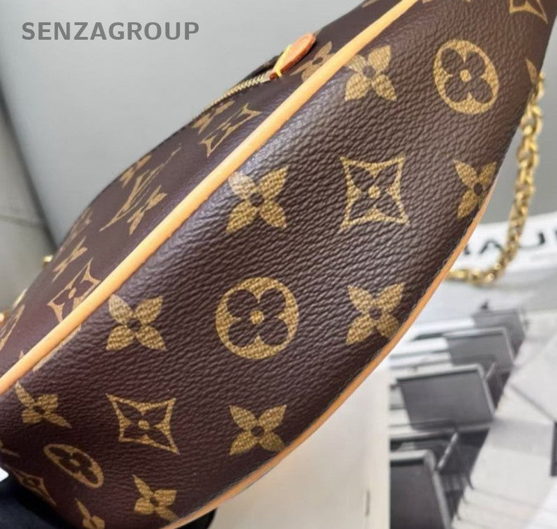 Louis Vuitton Monogram Loop Hobo Shoulder Bag Brown Gold Used Women Classic