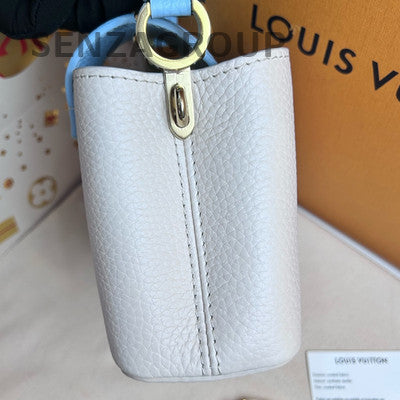 Louis Vuitton Capucines Nano White & Blue Handbag Chain Strap Women Fashion