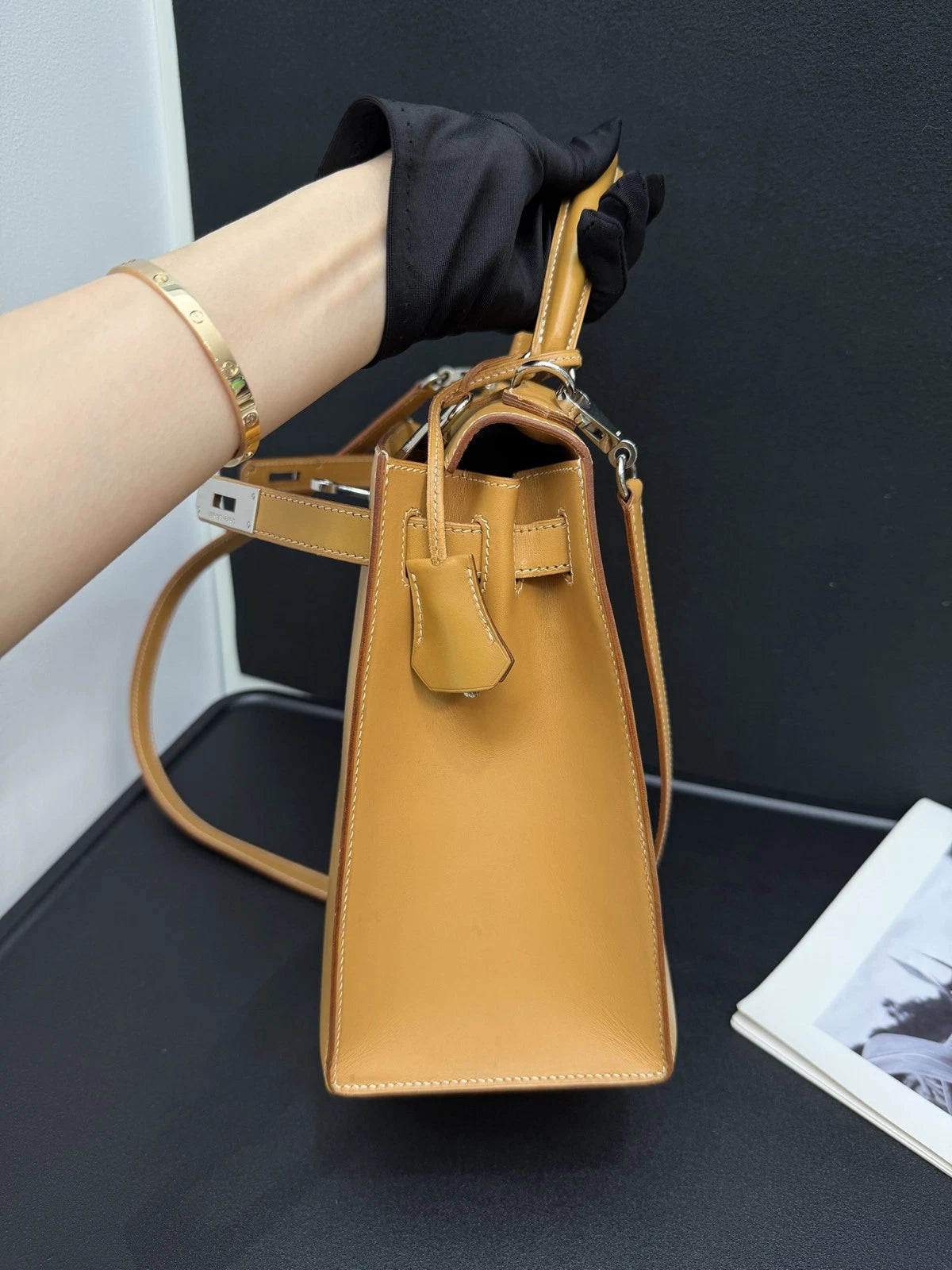 Hermes Kelly28 Top Handle Bag Crossbody Brown Used Women Classic Fashion