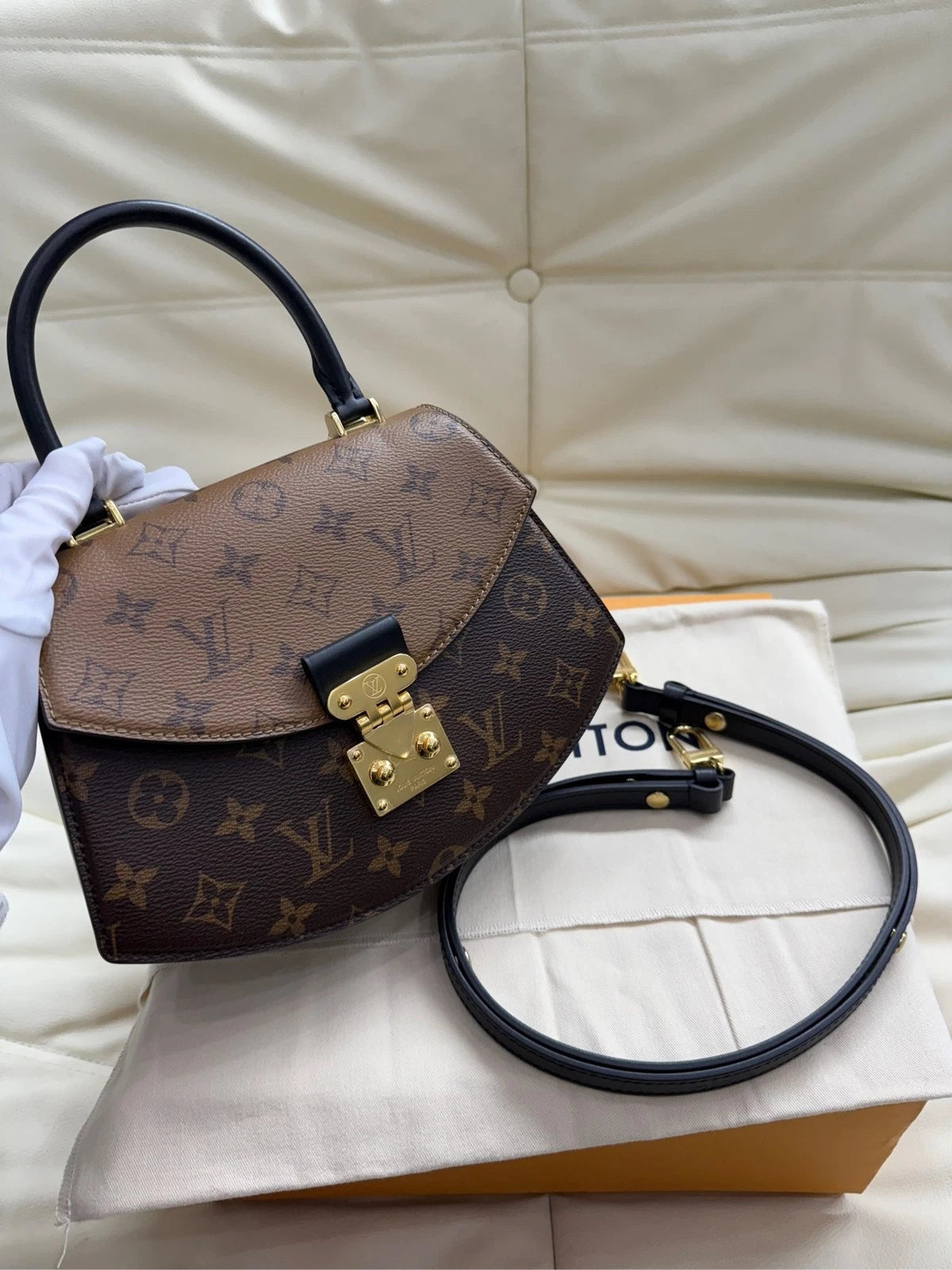 Louis Vuitton Monogram Canvas Top Handle Shoulder Bag For Women