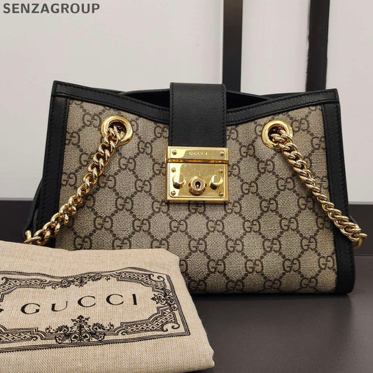 Gucci Padlock GG Canvas Chain Crossbody Shoulder Bag Women Classic