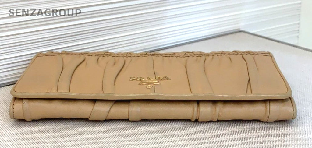 PRADA Wallet Crease design Milk Tea Color Women
