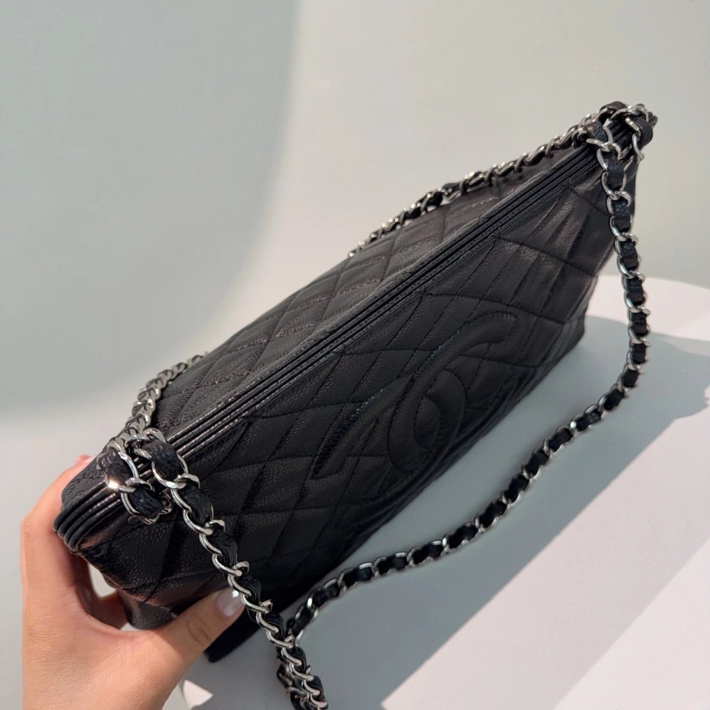 Chanel Caviar Leather Tote Bag Shoulder &amp; Crossbody Bag Black Classic