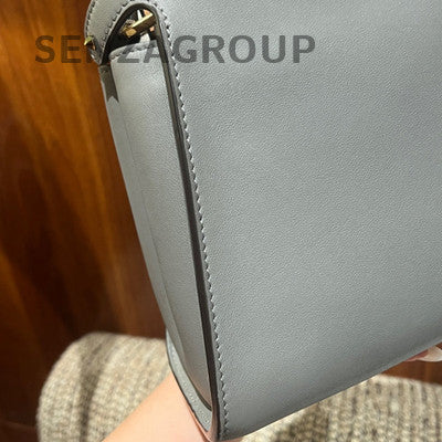 Fendi Peekaboo I See U Small Grey Gold Clutch Crossbody Bag Women's Fashion