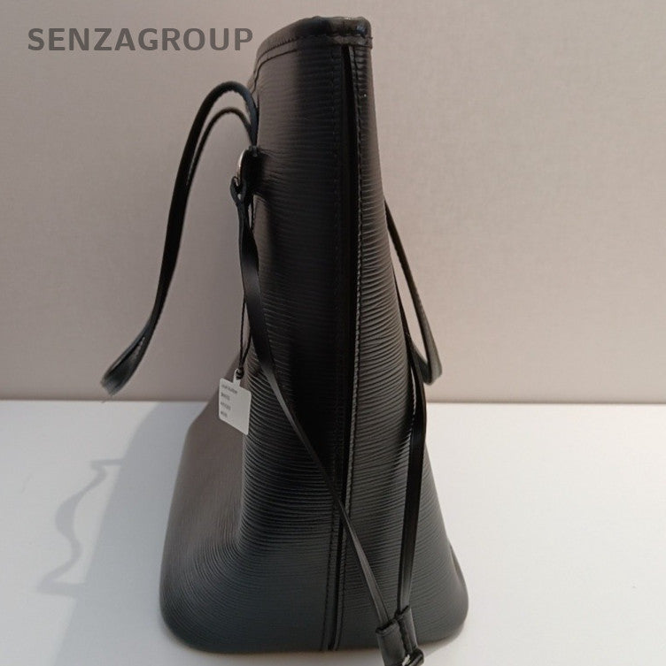 Louis Vuitton Neverfull MM Epi Tote Shoulder Bag Black Silver Women Classic