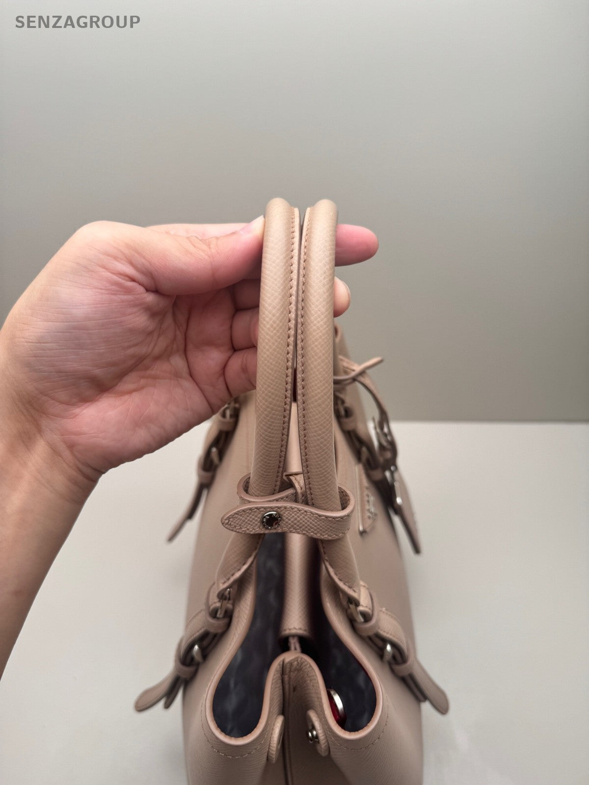 PRADA SAFFIANO PM Top Handle Handbag Nude pink Women Classic