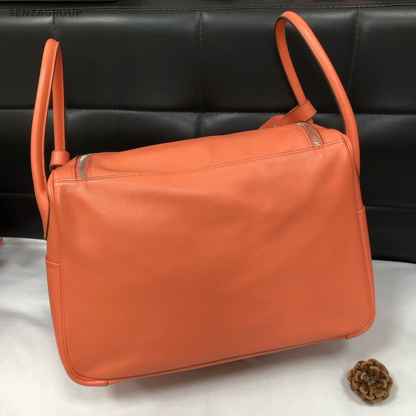 Hermes Lindy34 Top Handle Bag Crossbody Orange Used Women Classic Designer