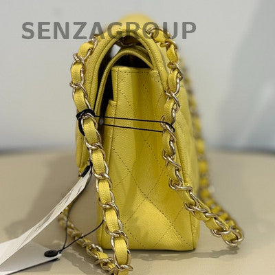 Chanel CF Small Lambskin Quilted Yellow Chain Shoulder Bag
