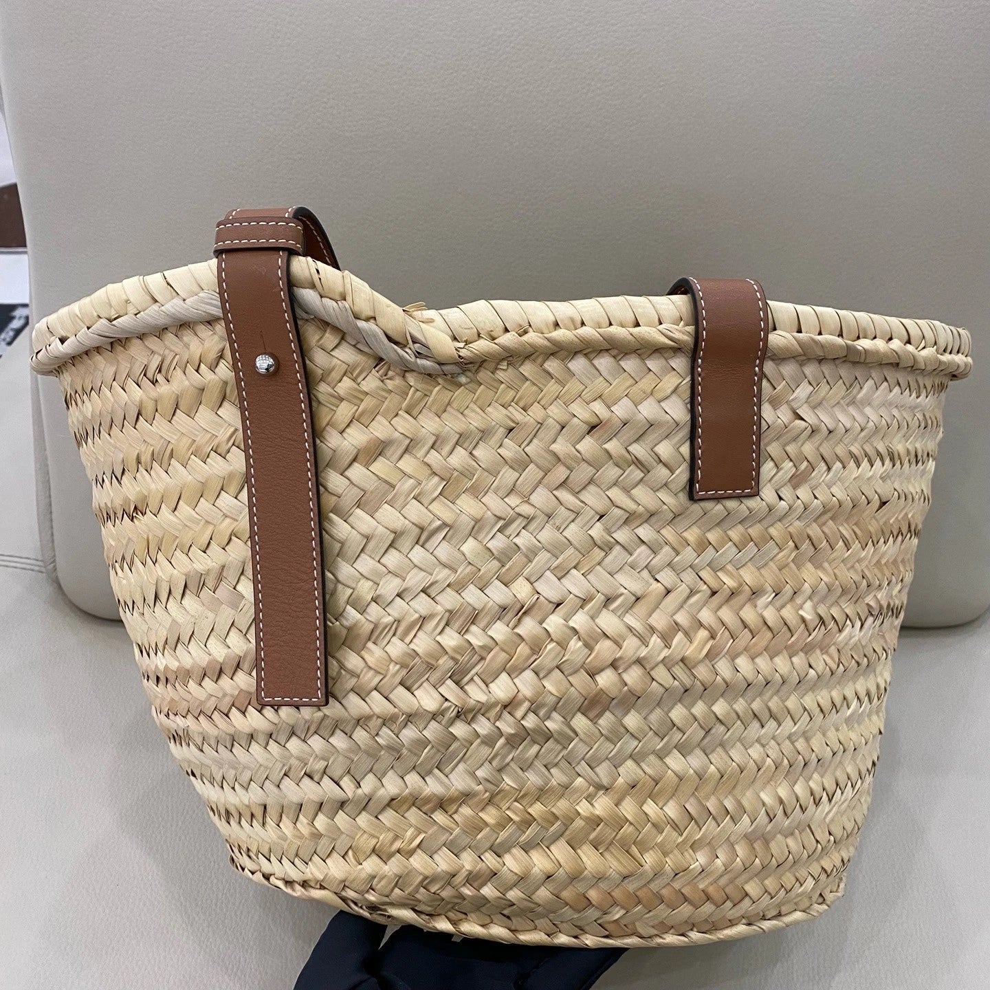 Loewe Medium Woven Straw Tote Shoulder Bag For Women