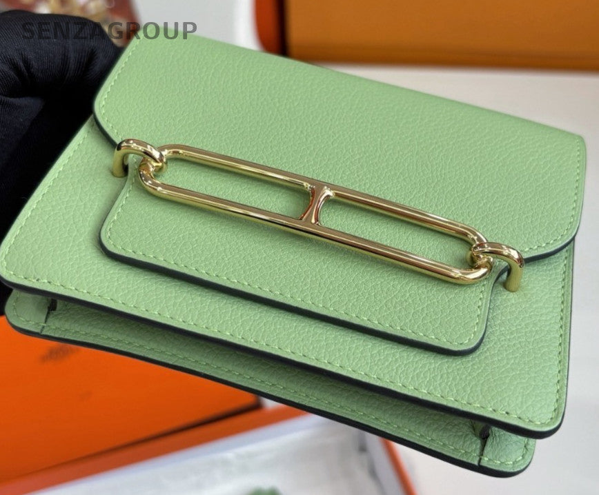 Hermès Roulis Slim Leather Clutch Wallet Green Women Almost Brand New