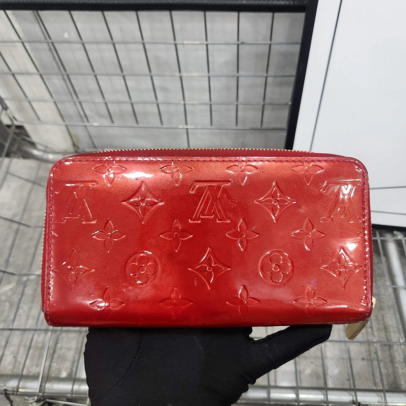 Louis Vuitton Red Patent Leather Long Wallet Clutch For Women