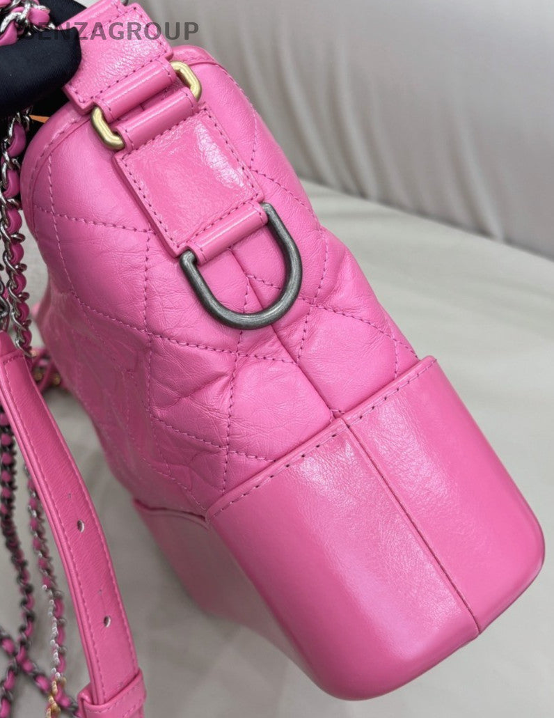Chanel Gabrielle MM Chain Shoulder Bag Pink Gold Used Women Classic