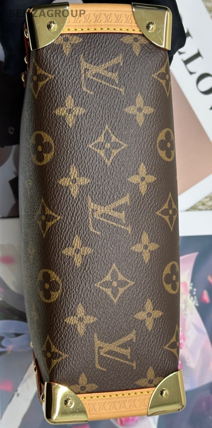 Louis Vuitton Side Trunk Monogram MM Top Handle Bag Brown Used Women Classic