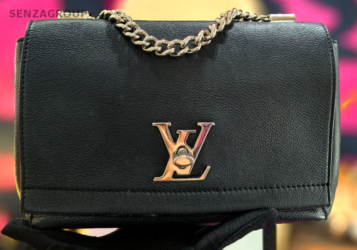 Louis Vuitton Lockme BB Chain Shoulder bag Calfskin Women Black Silver