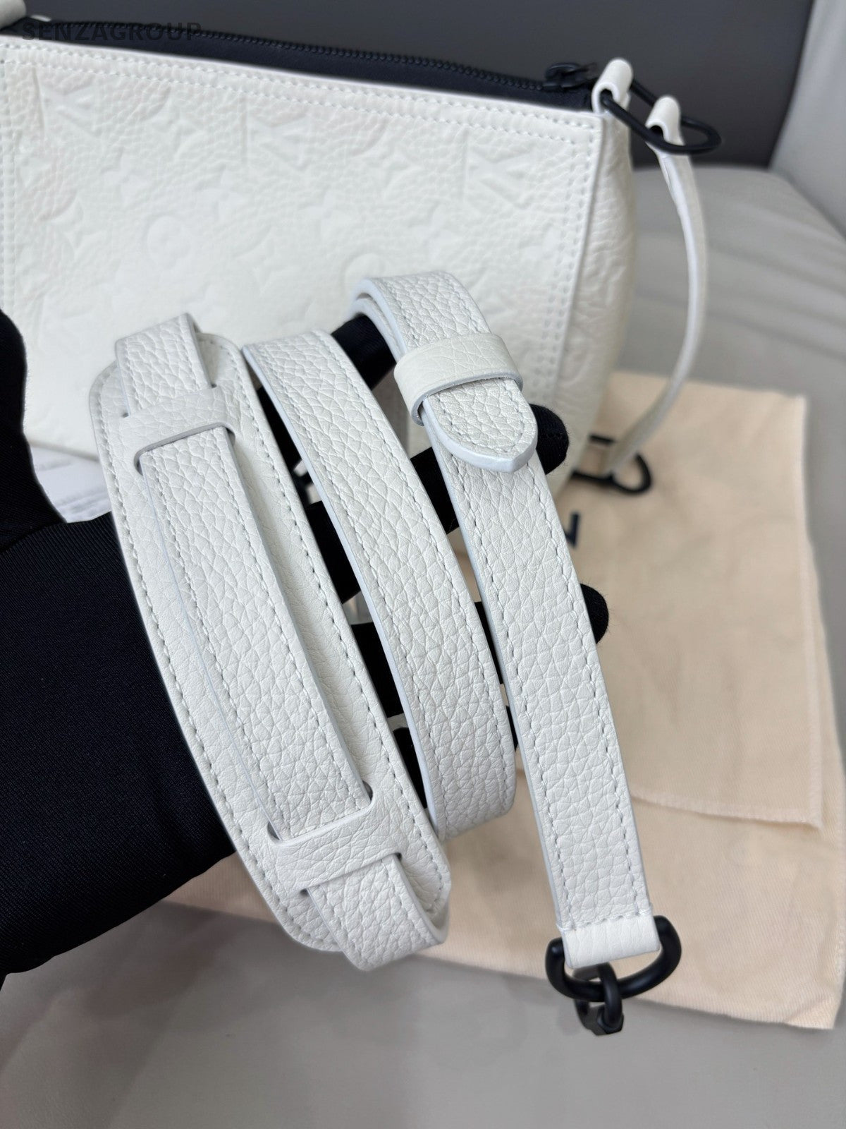 Louis Vuitton Triangle Monogram Empreinte Shoulder Handbag Crossbody White
