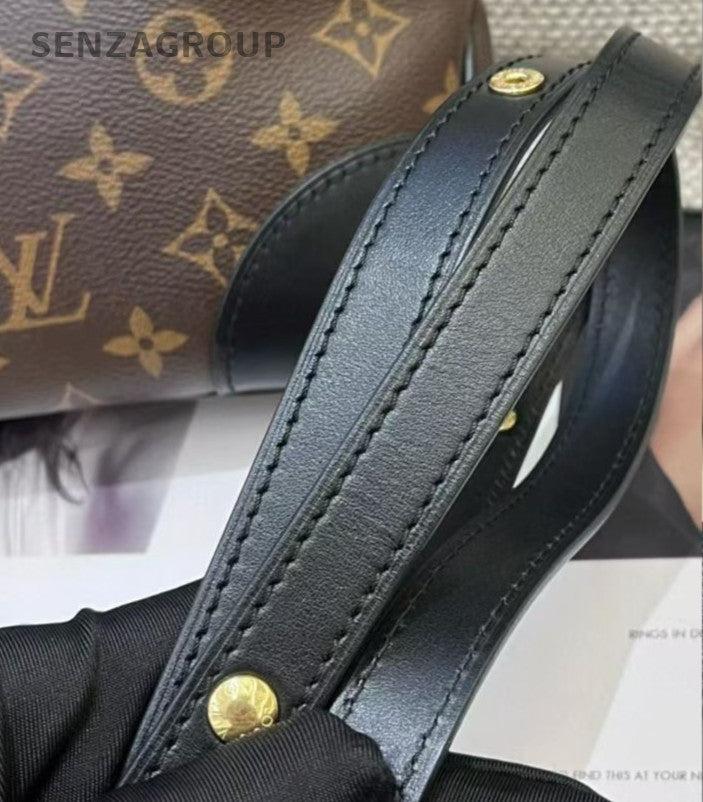 Louis Vuitton Monogram Chain Shoulder Bag Brown Black Gold Women Classic