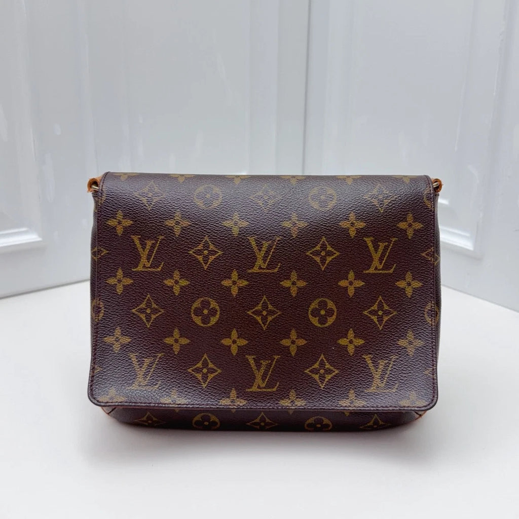Louis Vuitton Musette Tango Monogram Shoulder Crossbody Brown Gold Women Vintage