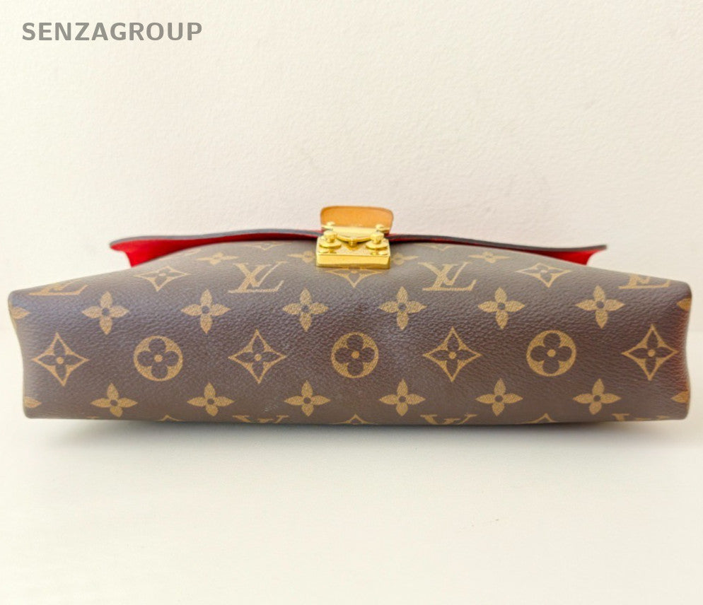 Louis Vuitton Monogram Chain 2Way Shoulder Bag Crossbody Red Brown Women Classic