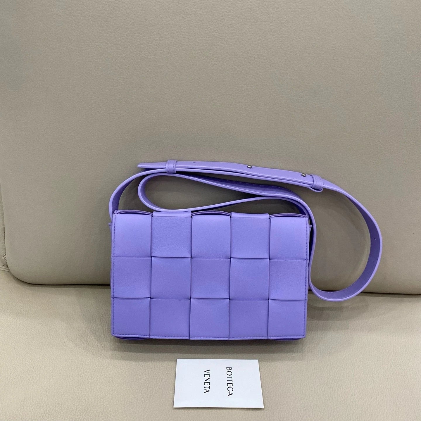 Bottega Veneta Women Small Cassette Purple Leather Crossbody Bag