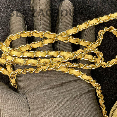 Chanel WOC Phone Chain Crossbody Bag Yellow Gold Hardware Calfskin