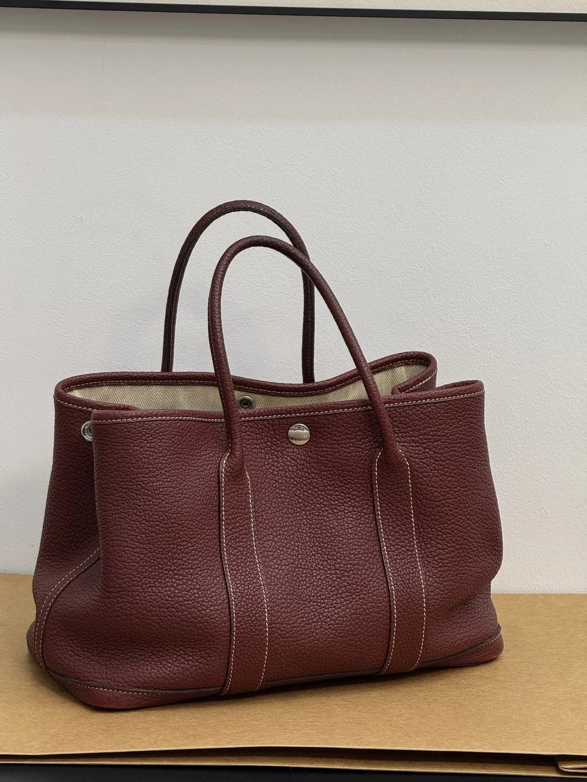 Hermès Garden Party 30 Tote Handbag Bordeaux Red Women Classic