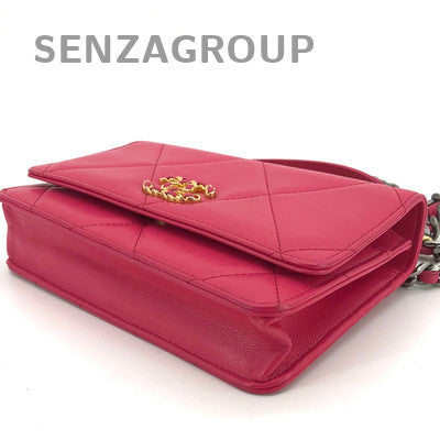 Chanel 19 WOC Wallet on Chain Red Gold Lambskin Shoulder Bag
