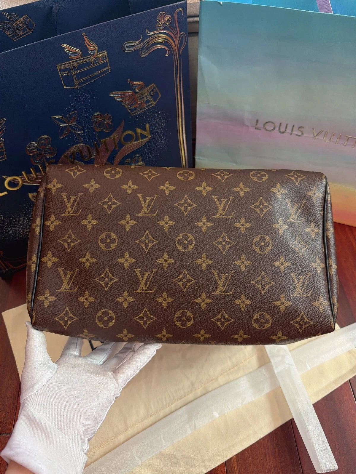 Louis Vuitton Speedy30 Monogram Top Handle Shoulder Bag Black Silver Women