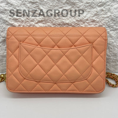Chanel Pink Gold WOC Chain Shoulder Crossbody Bag Quilted Classic
