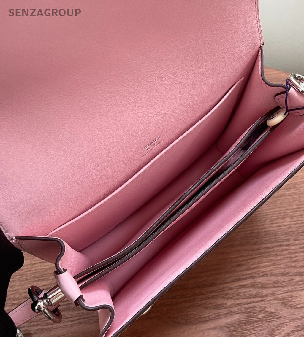 Hermes Roulis 2Way Shoulder Bag Crossbody Pink Silver Women Classic Designer