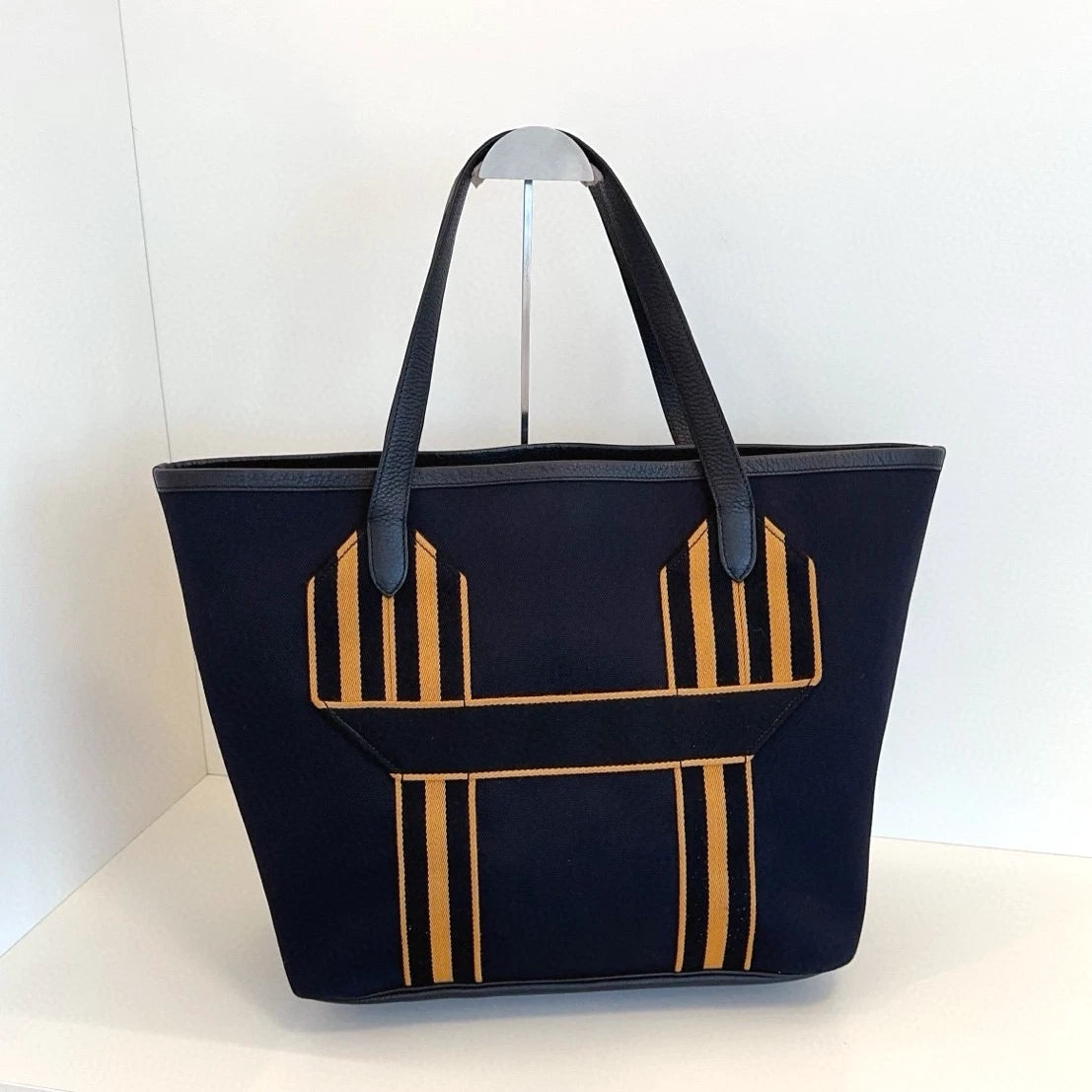 Hermes Cabas Pursangle GM Tote Top Handle Shoulder Bag Black Unisex Adults