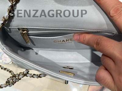 Chanel Lambskin Blue Gold CF Mini Chain Shoulder Crossbody Bag