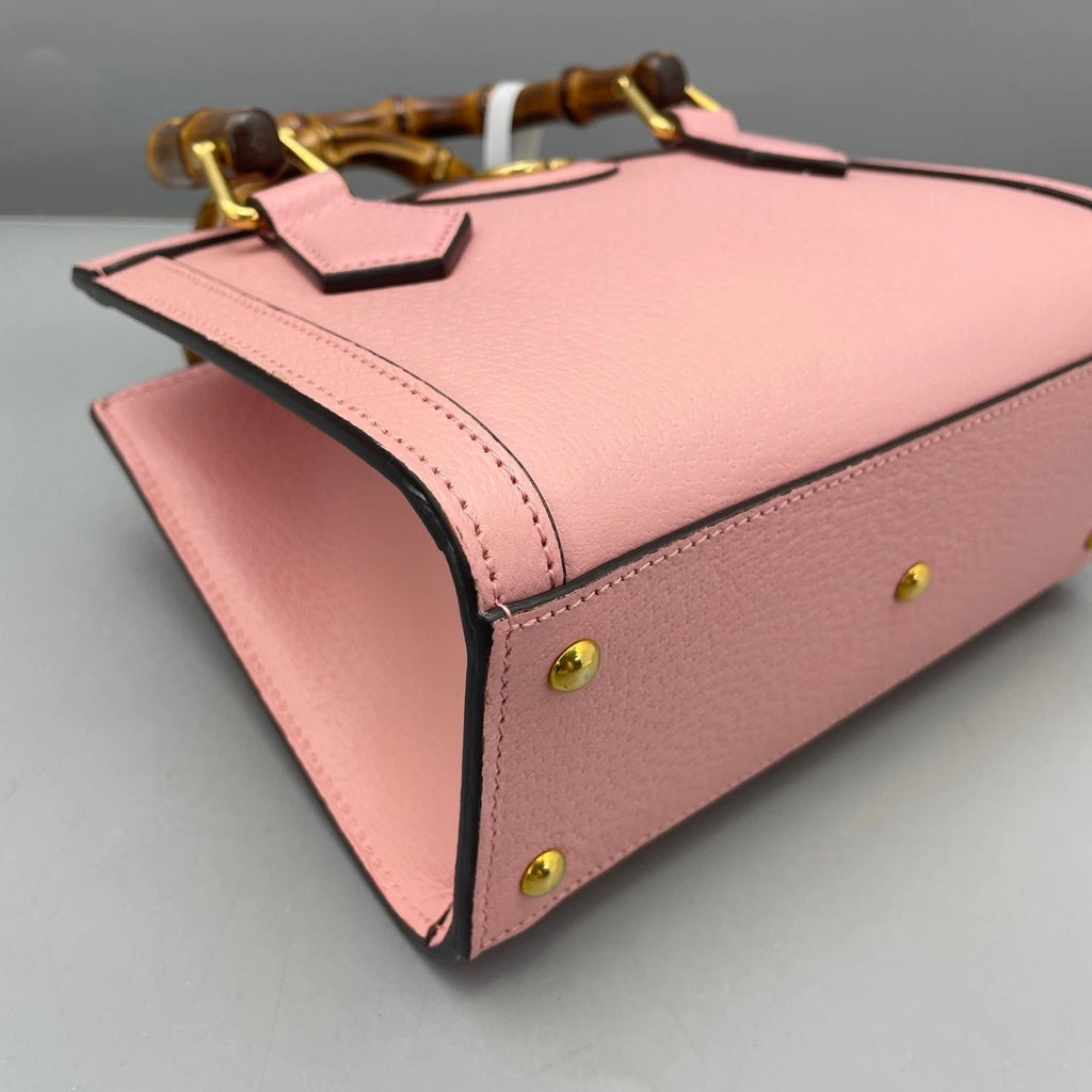 GUCCI Leather Diana Bamboo Mini Top Handle Bag For Women