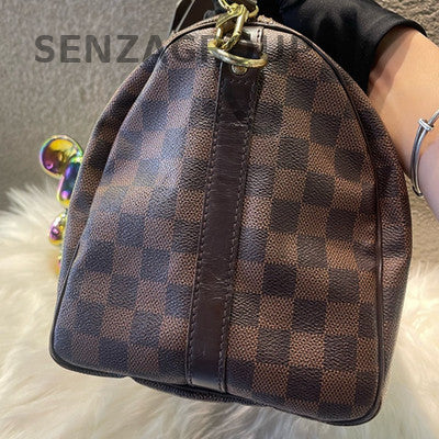 Louis Vuitton Damier Ebene Speedy 30 Shoulder Bag Brown Gold Hardware