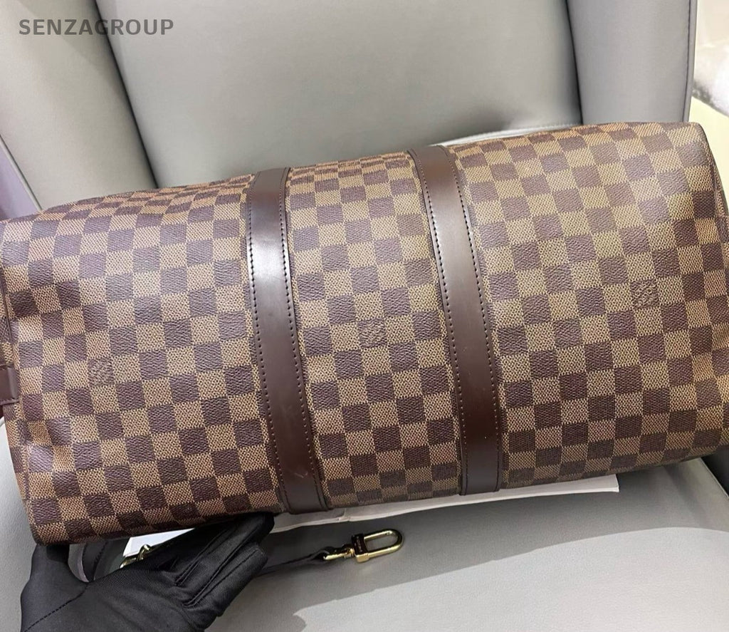 Louis Vuitton Keepall Damier Top Handle Bag Crossbody Brown Gold Unisex Adults