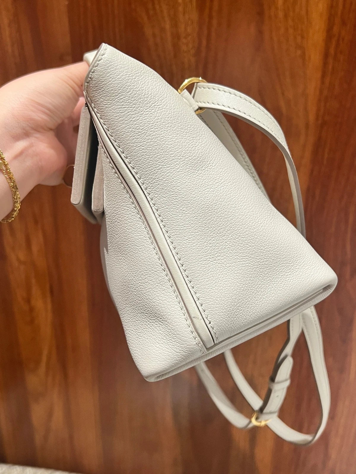 Hermes 2424 Mini White Gold Hardware Handbag For Women