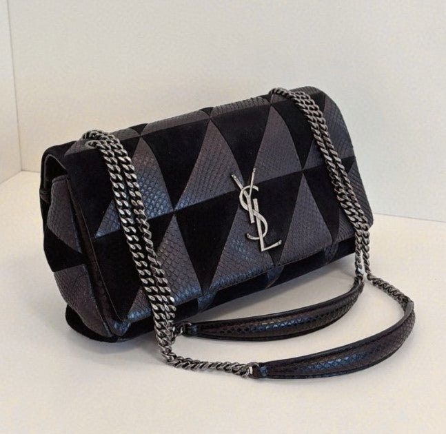 PRADA Jamie Kate MM Suede Chain Shoulder Handbag Black Women