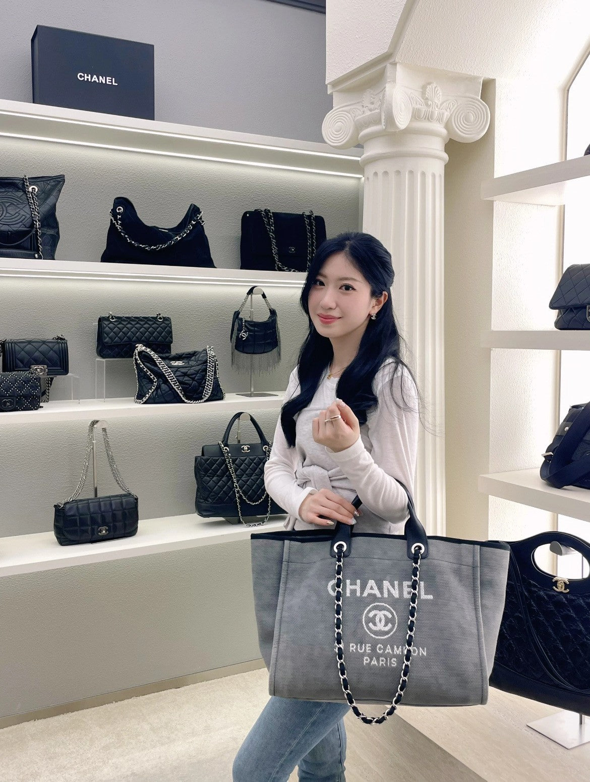 CHANEL Beach Series tote Classic Logo Light gray Shoulder bag Women Summer