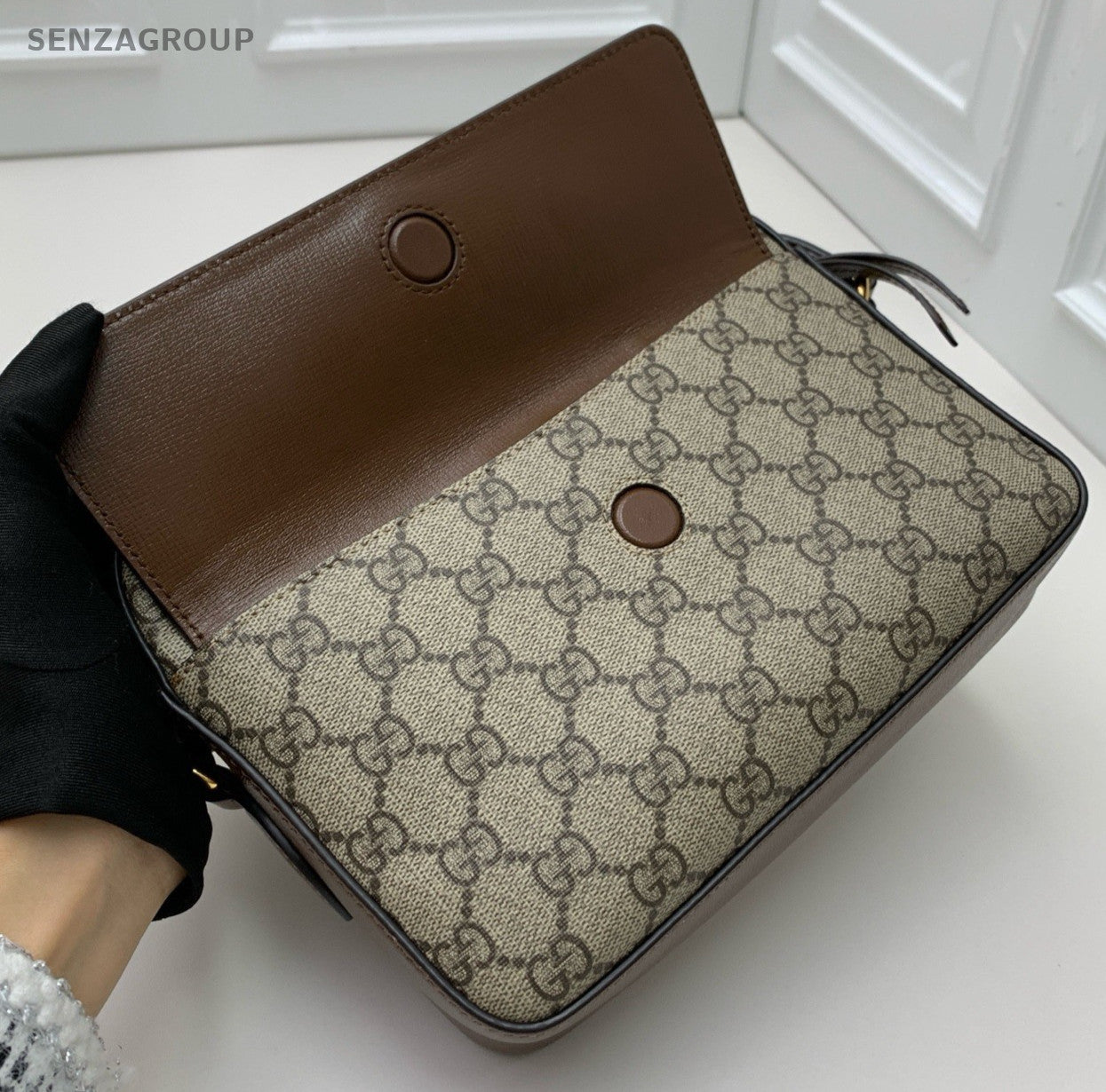 Gucci Horsebit1955 Ophidia Shoulder Bag Crossbody Brown Gold Unisex Adults