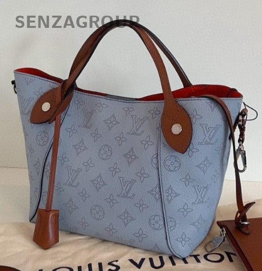 Louis Vuitton Hina PM Monogram Tote Top Handle Bag Crossbody Blue Silver Women