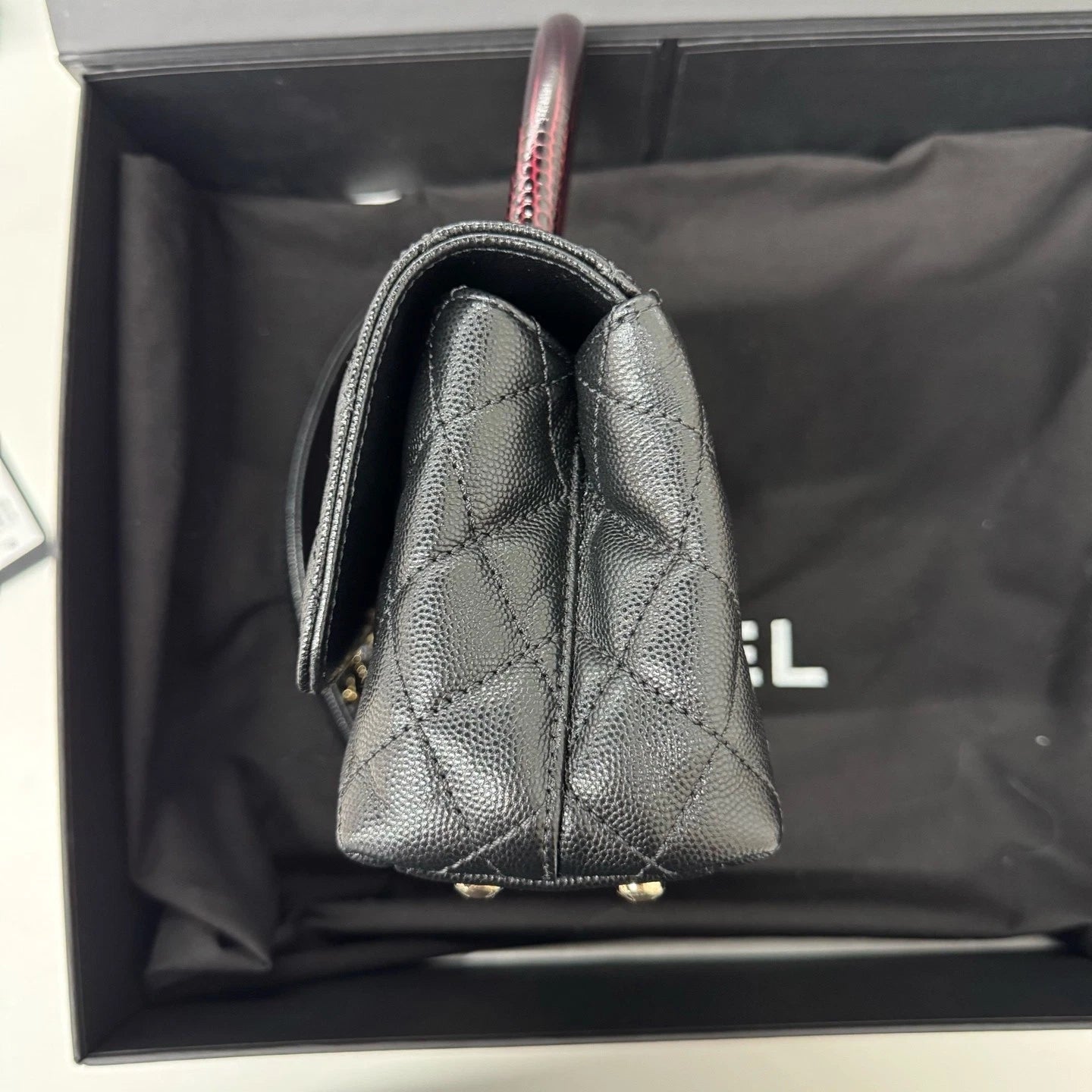 New CHANEL Coco Handle Mini Leather Top Handle Bag For Women
