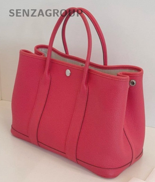 Hermes Garden Party30 Negonda Top Handle Bag Red Silver Women Classic